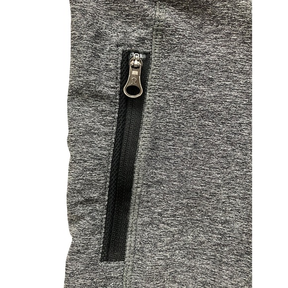 Lululemon Heathered Grey Neon Pink Waistband Mesh Panel Zipper Pocket Leggings - Picture 11 of 12